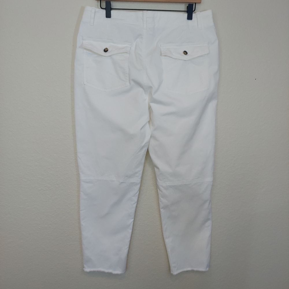 Banana Republic White Girlfriend Authentic Chino Pant  Raw Hem Sz 12 - Picture 6 of 17